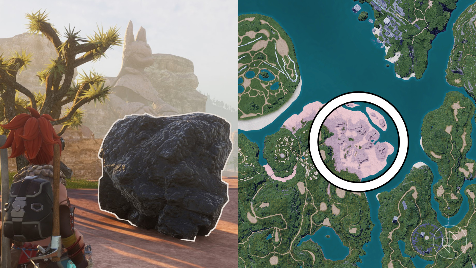 Location of coal in Twilight Dunes desert on Palworld map.