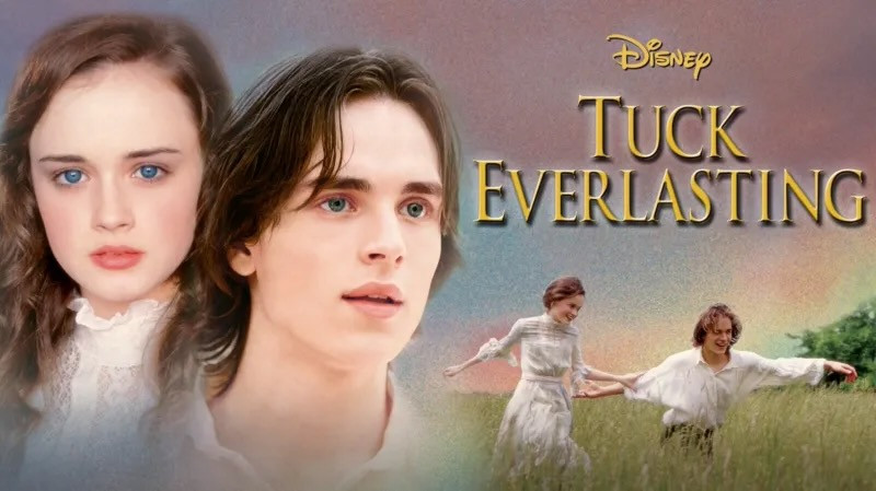 Promotional image for Tuck Everlasting, depicting a tender moment between Alexis Bledel and Jonathan Jackson in a period setting.