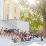 Outdoor classroom during a sunny day on Old Morrison steps