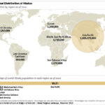 A world map highlighting the concentration of Hindus in Asia, particularly India and surrounding countries