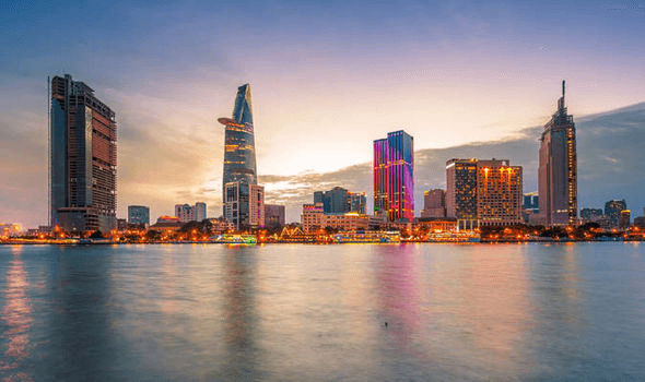 Waterfront view of Ho Chi Minh City skyline