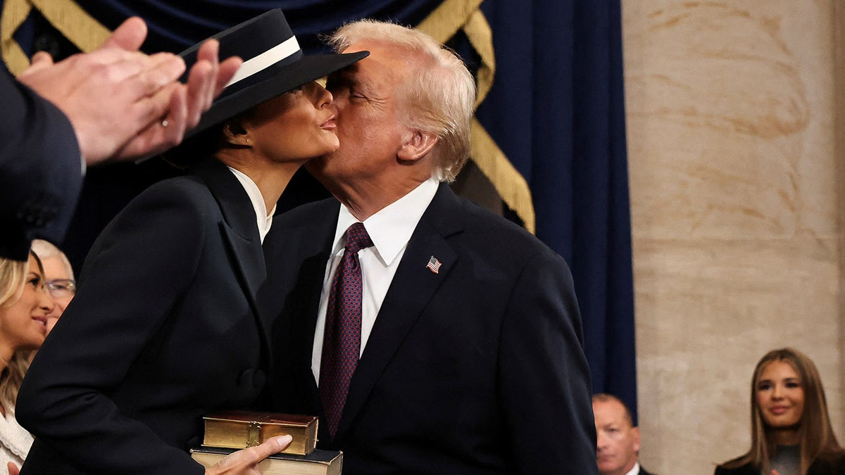 President-elect Donald Trump greets Melania Trump at Inauguration
