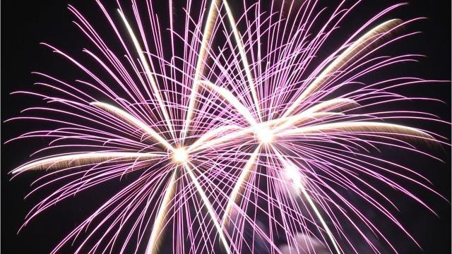 Sparklers being held during a fireworks display