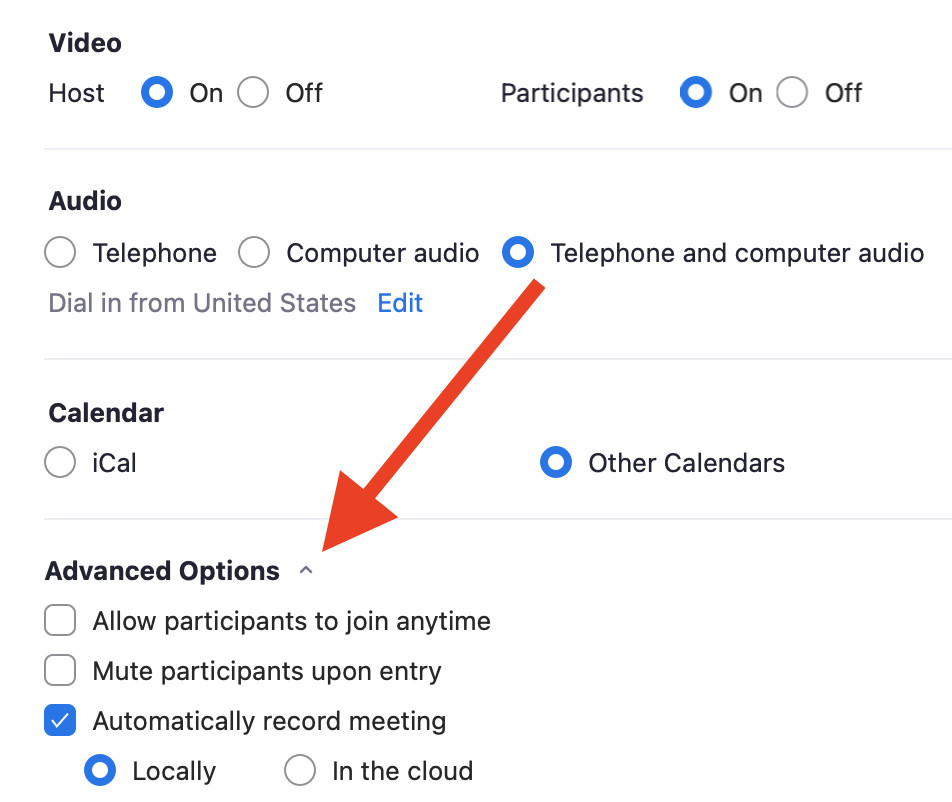 Setting up where a Zoom meeting