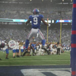 Malik Nabers in action during NY Giants training camp