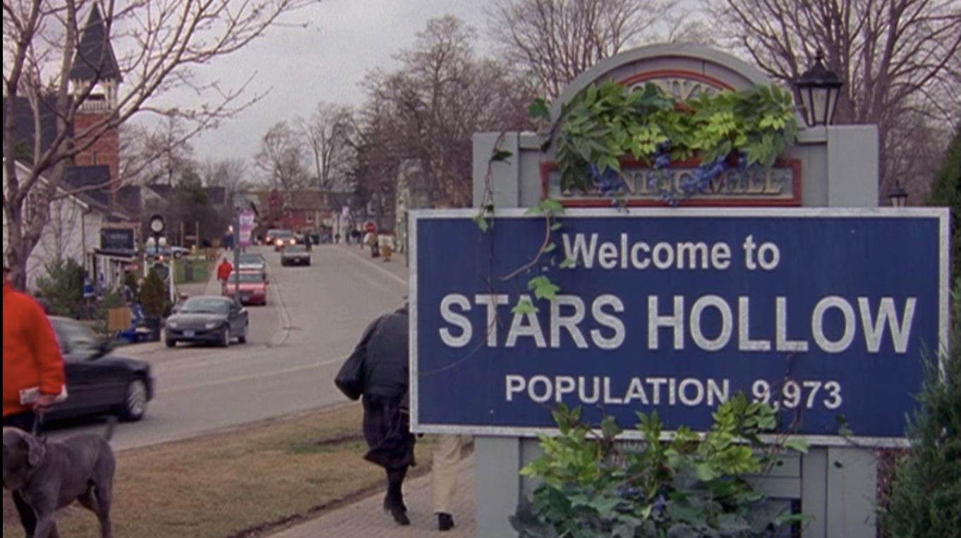 Welcome to Stars Hollow Sign in Unionville, Ontario, pilot filming location for Gilmore Girls.