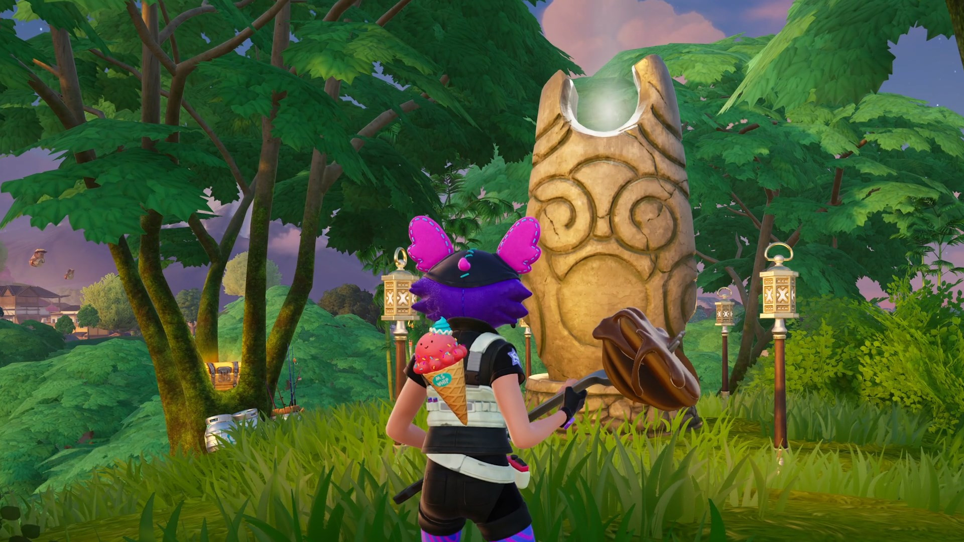 Loot Chests and Slurp Barrels on Top of the Fortnite Great Turtle