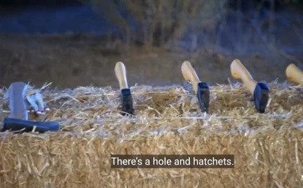 Hatchets ready for the &quot;bury the hatchet&quot; exercise