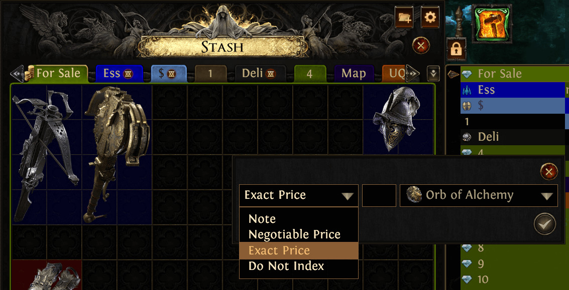 Individual Price setting in Path of Exile 2, detailing how to set specific prices for individual items.