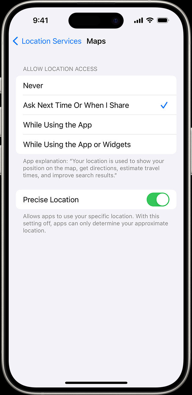 Navigating to Location Services in iPhone Settings