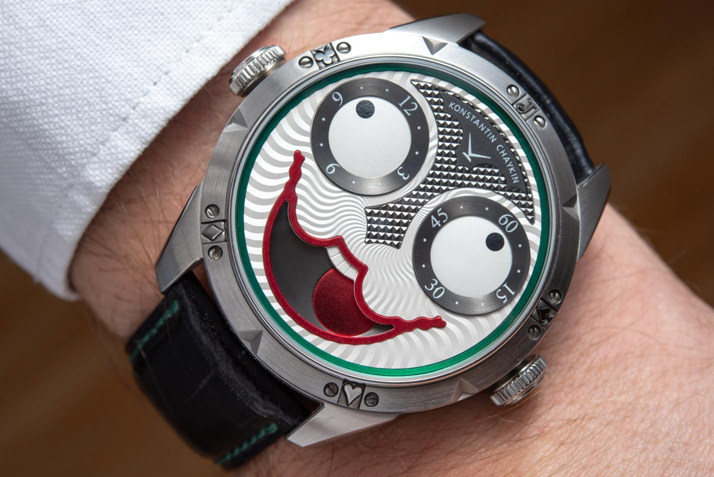 Konstantin Chaykin Joker watch face with playful expression