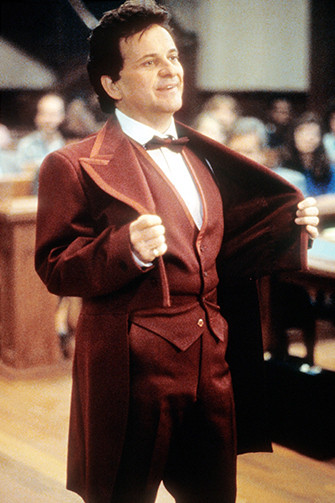 Close up of Vinny's ill-fitting and comical "cloth" suit, a source of humor in My Cousin Vinny.