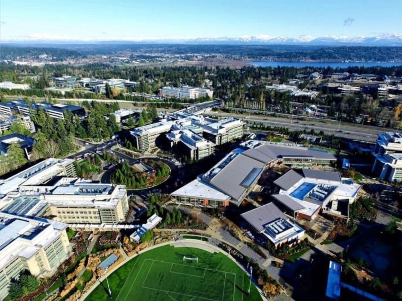 Microsoft Redmond Campus Commons Area with Shops and Restaurants