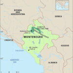 Montenegro physical map highlighting mountainous terrain and river systems