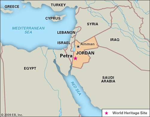 Overview of Petra, a UNESCO World Heritage Site in Jordan, showcasing its unique landscape.