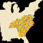 Map showing Roanoke