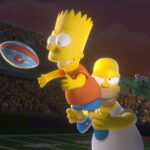 Screen capture of Simpsons characters in a football game setting for Simpsons Funday Football