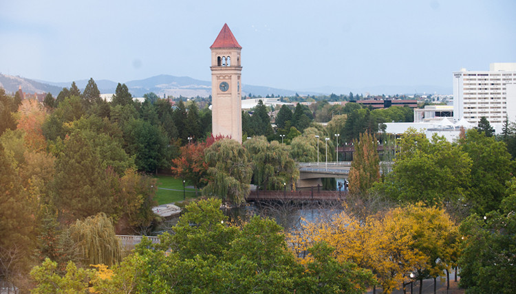 The iconic Spokane Clock Tower in Riverfront Park