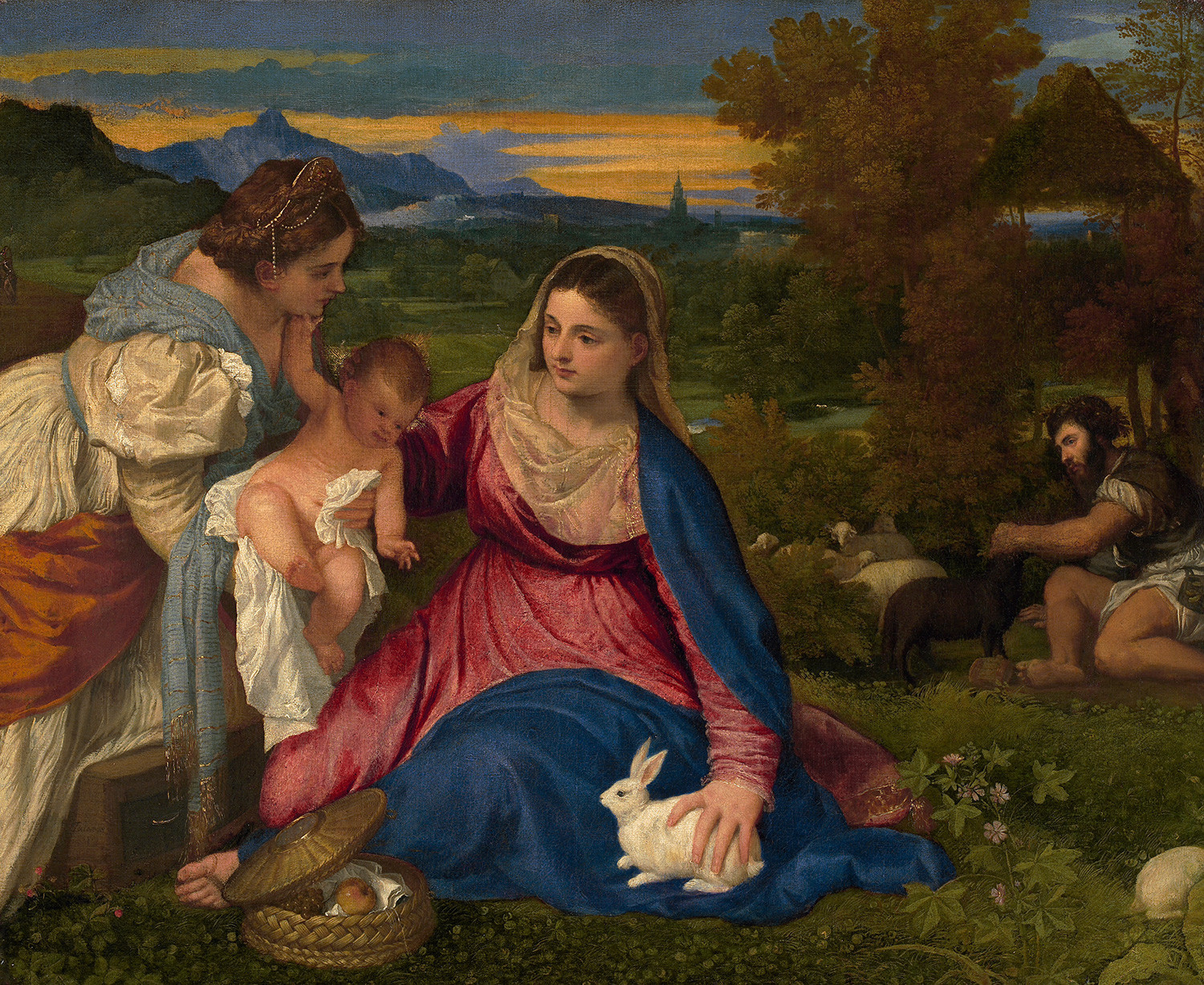 Titian (Tiziano Vecellio), The Virgin and Child with Saint Catherine and a Shepherd, known as The Madonna of the Rabbit