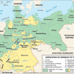Map illustrating the Unification of Germany led by Prussia, highlighting the expansion of Prussian territory across north-central Europe to form the German Empire.