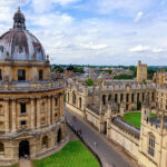 Aerial view of the University of Oxford and the city of Oxford, Oxfordshire, England, UK, showcasing the urban integration of the university within the historic city.