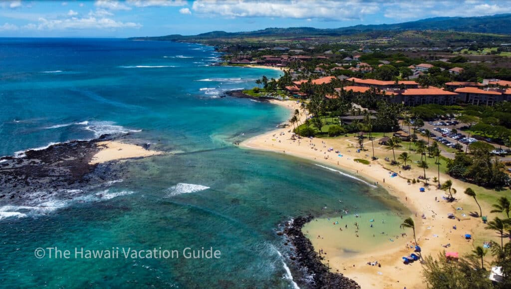 Poipu Beach aerial view