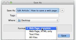 Saving a webpage with firefox