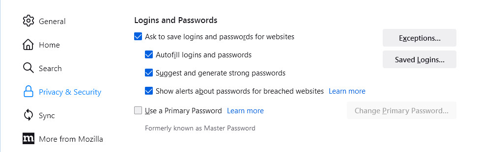 Disable Password Saving