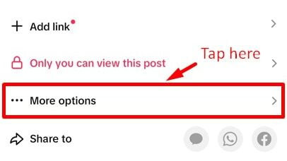 More options button in TikTok publishing tab