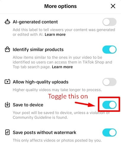 Toggle on the 