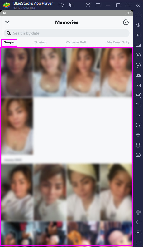 Snapchat app saved snaps Android Emulator