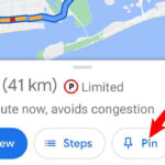 Tap Pin to save your route on Google Maps