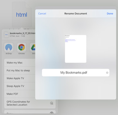 Renaming the PDF file after conversion on iPad