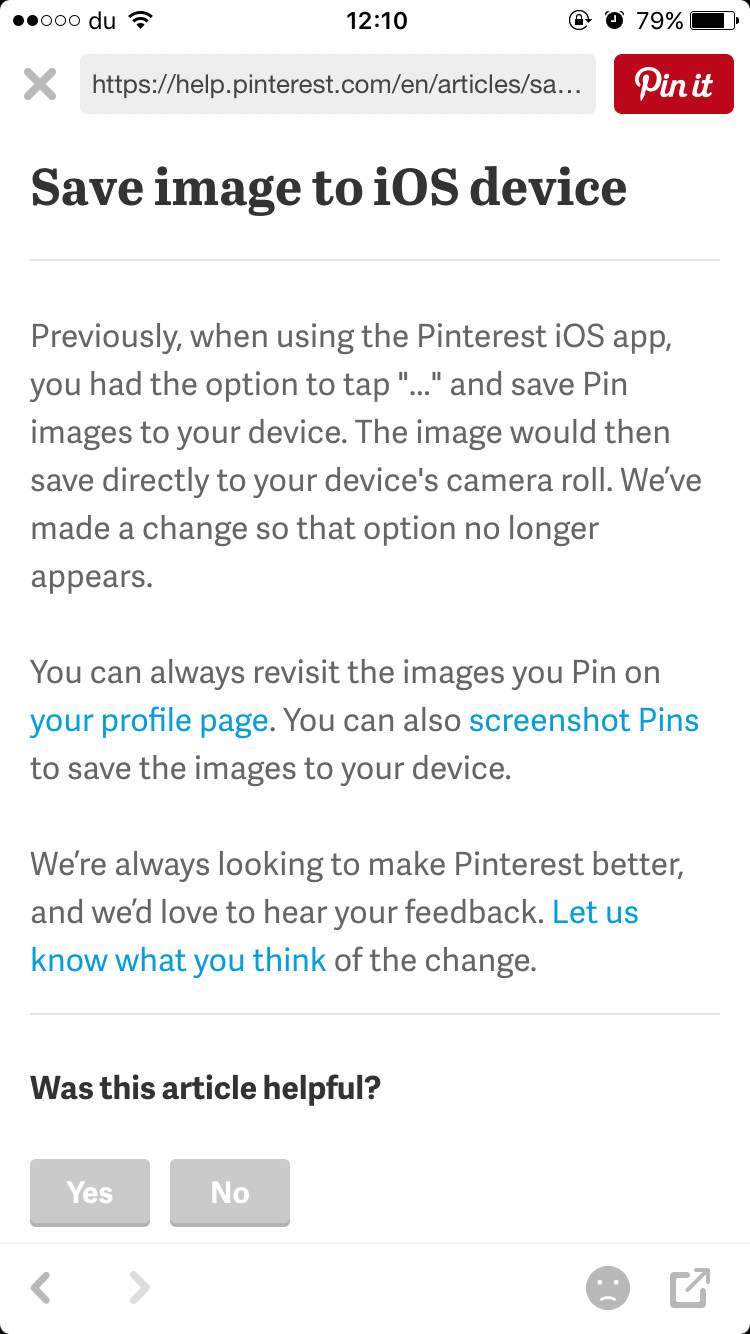 Finding the three dots menu on a Pinterest image within the app