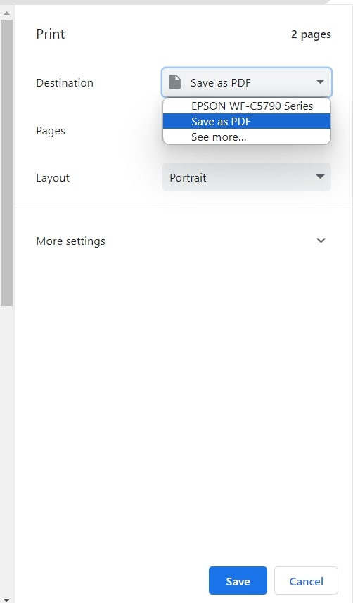 Click Save to Convert Google Form to PDF