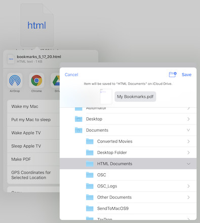 Saving the converted PDF file on iPad