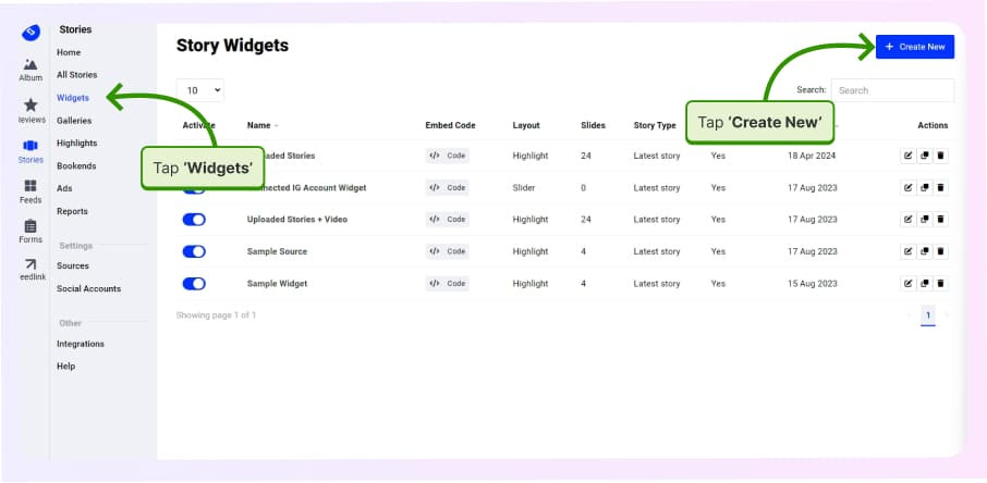 access embedstories widgets 1