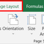 Page Layout tab in Excel with a red box around it.