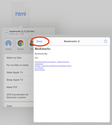 PDF preview after using the Make PDF shortcut on iPad