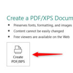 Click Create PDF or XPS