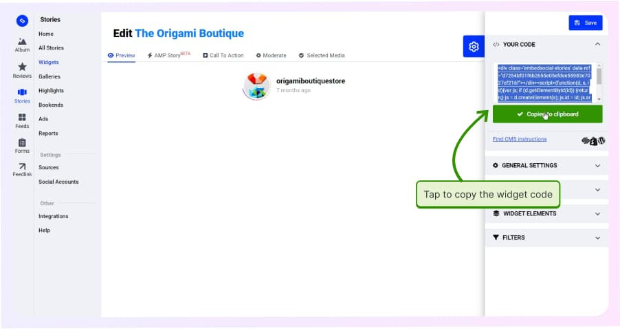 copy widget code