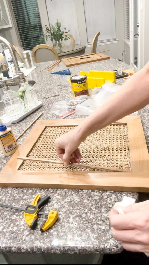 Adding trim to cabinet doors