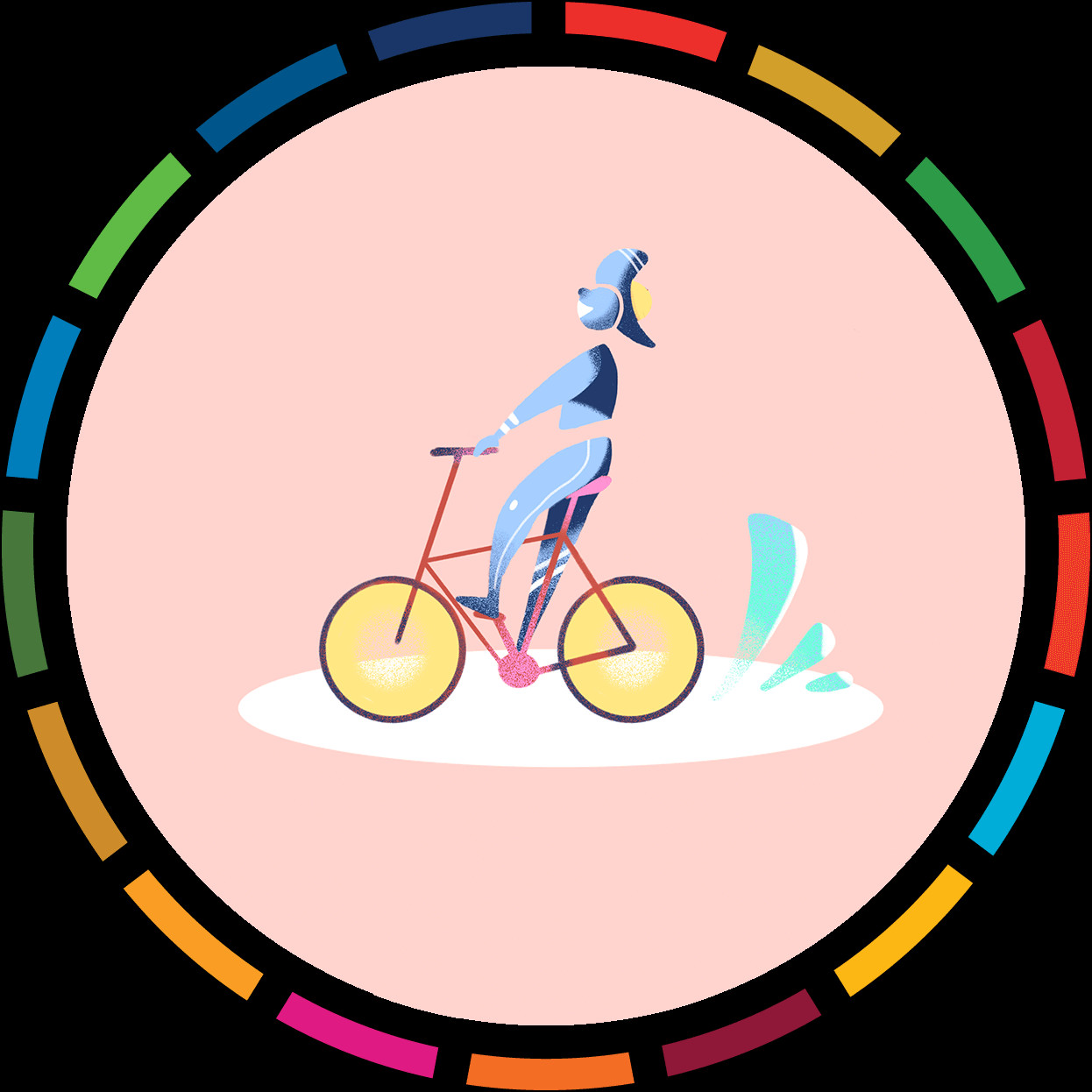A person riding a bike as sustainable transportation