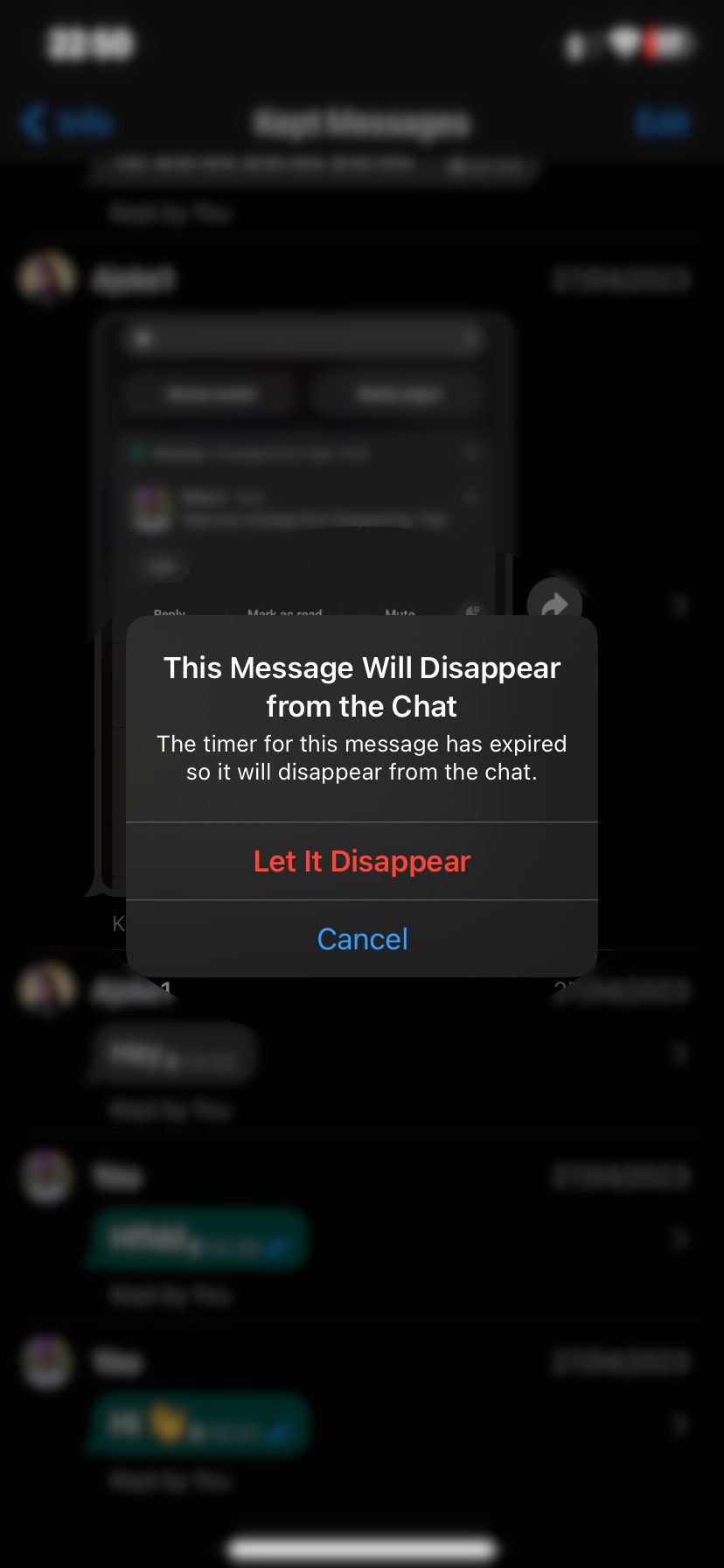 Expired message warning