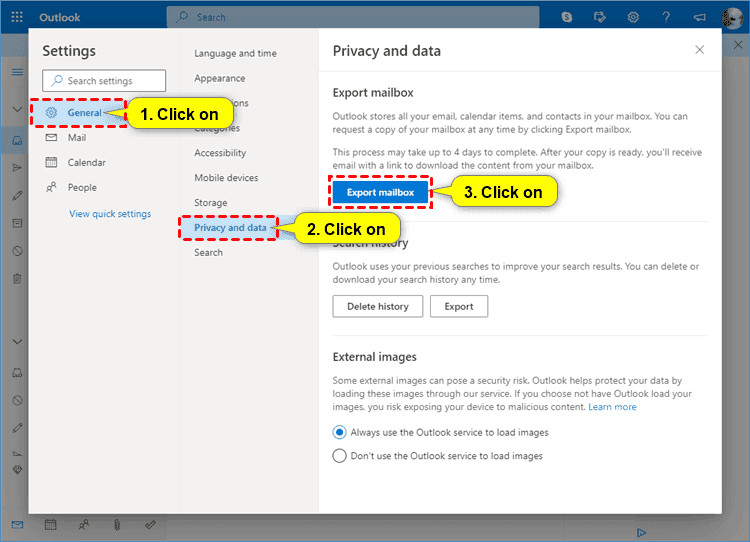 Export Mailbox from Outlook