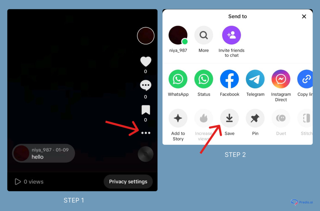 Guide to saving TikToks on your device by going to the three dots