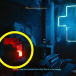 Navigating the path to save Takemura, marked with a yellow circle, in Cyberpunk 2077
