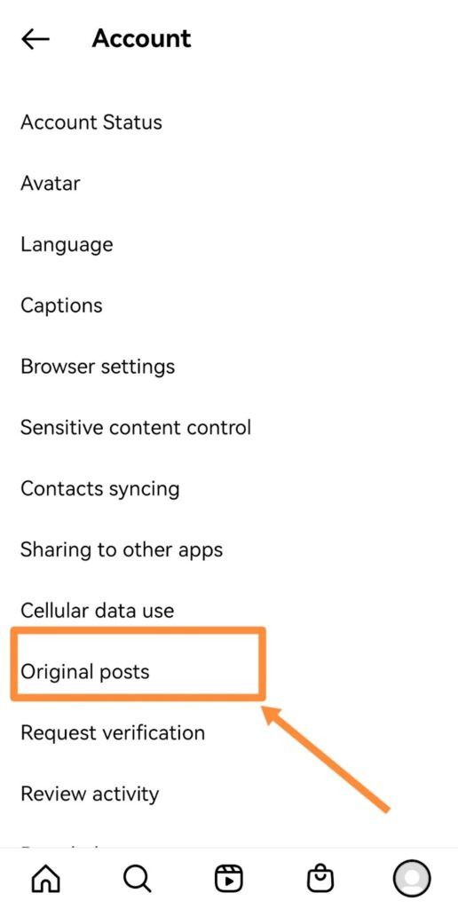 Instagram original posts setting