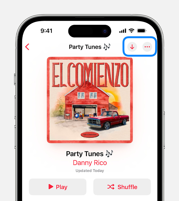 iPhone showing the download button in the Apple Music app.