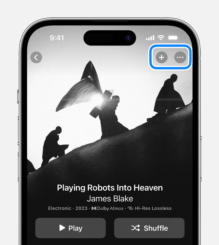 iPhone showing how to add songs to library in Apple Music